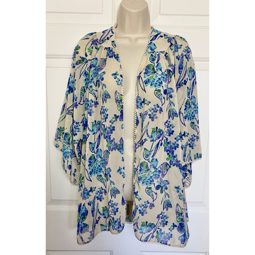 Forever 21 Floral Sheer Cover Up Cardigan
